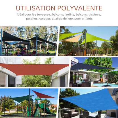 Large Triangular Sun Shade Sail 4 x 4 x 4 m High-density Polyethylene UV Resistant Rusty Red Color