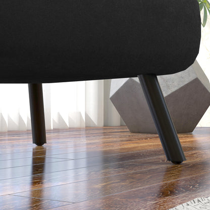 1-Seater Sofa Bed Foldable Upholstered in Velvet with Adjustable 5-Level Backrest and Padded Pillow for Office Bedroom Living Room 63x73x81 cm Black