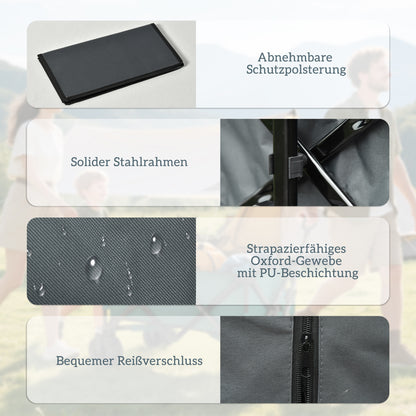 Folding Handcart 360° Garden Trolley Transport Trolley with Telescopic Handle Adjustable Handle Height Beach Trolley up to 70 kg Load Capacity Metal Oxford Dark gray 108 x 55 x 59-89 cm