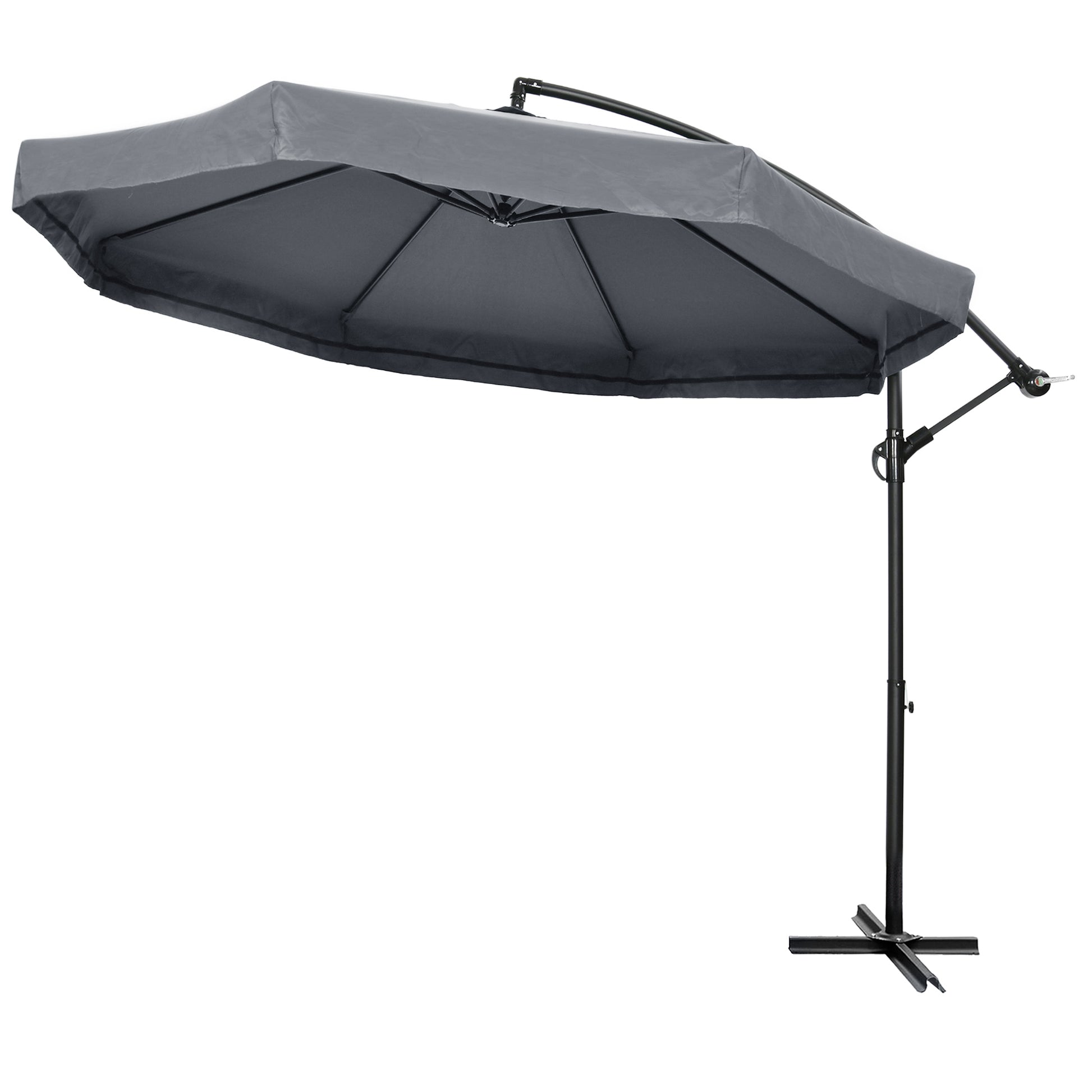 Cantilever Umbrella, 295 x 295cm Sun Umbrella with Hand Crank and Mosquito Net, 360° Rotating Garden Umbrella for 8 People, Market Umbrella for Balcony, Steel, Polyester Dark Gray