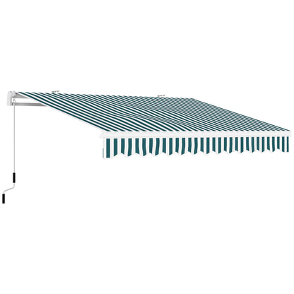 Manual Retractable Folding Arm Awning 3.95m with Hand Crank Balcony Awning Sun Protection Wall Mount Balcony Alu White+Green 395 x 245 cm