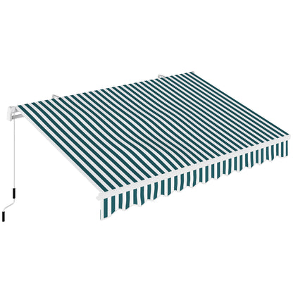 Manual Retractable Folding Arm Awning 3.95m with Hand Crank Balcony Awning Sun Protection Wall Mount Balcony Alu White+Green 395 x 245 cm