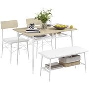 Dining Set Dining Table with Bench and 2 Chairs Space-Saving Kitchen Table Set with Storage for 4 People Dining Group for Dining Room, Kitchen, Oak