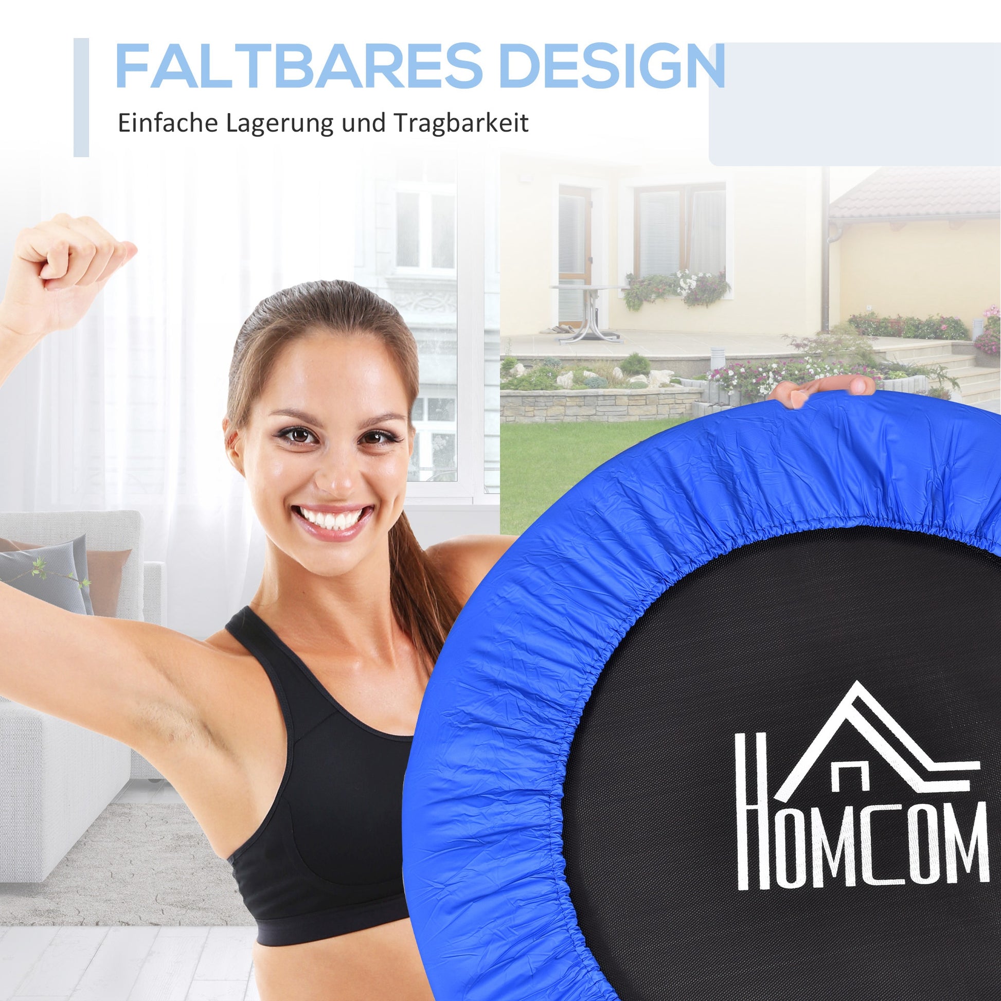 Fitness Trampoline Ø91 cm Mini Trampoline with Non-Slip Feet Trampoline 100kg Load Capacity for Adults Trampolines for Indoor Outdoor Jumping