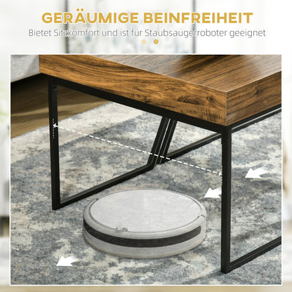 Coffee Table 2-Piece Set Side Table with Steel Frame, Geometric Industrial Design, Living Room Table for Bedroom, Office, Black