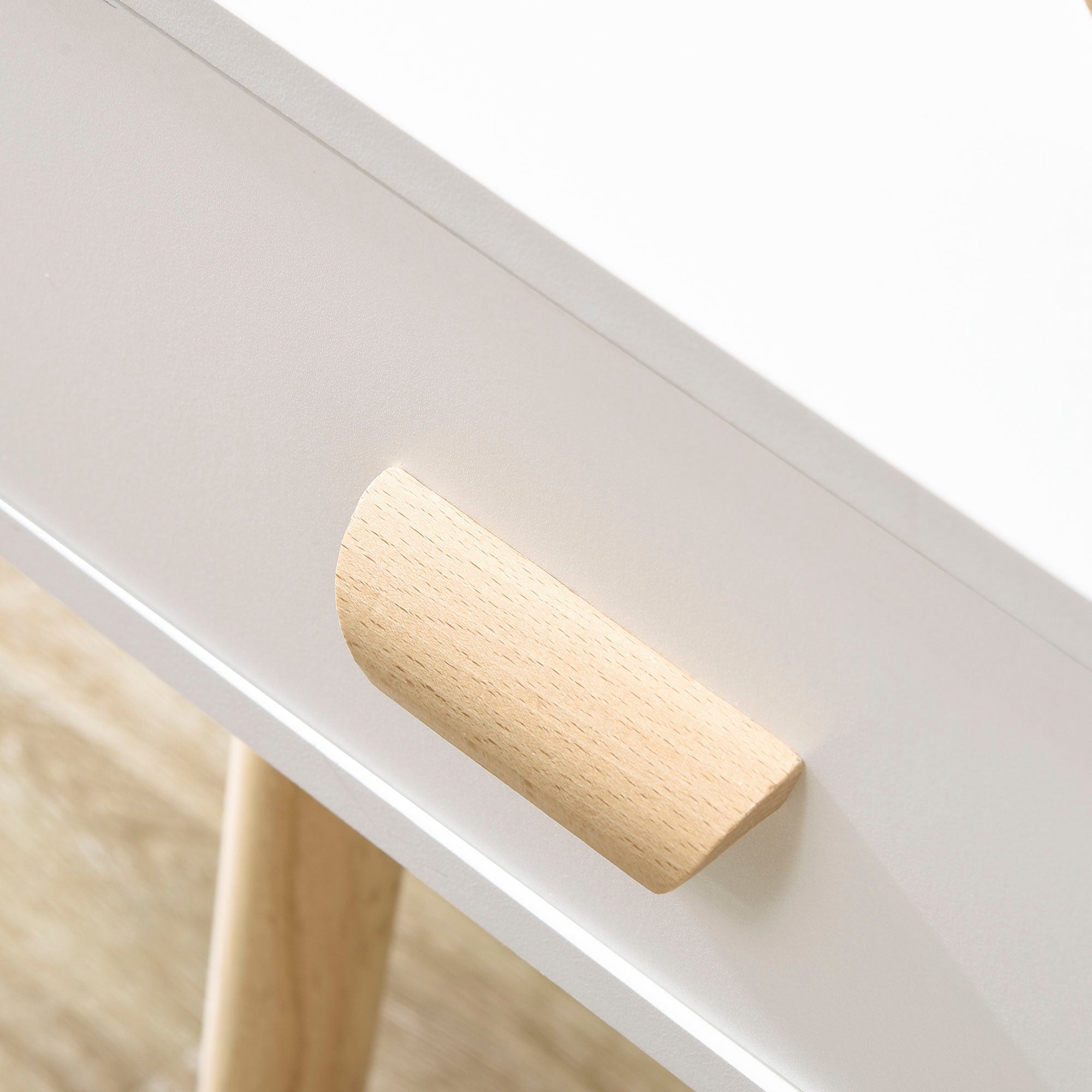Set of 2 Bedside Tables Nightstands with Drawer and Wooden Legs for Bedroom Living Room Bed Office Modern Style 40.5x30.5x60 cm White