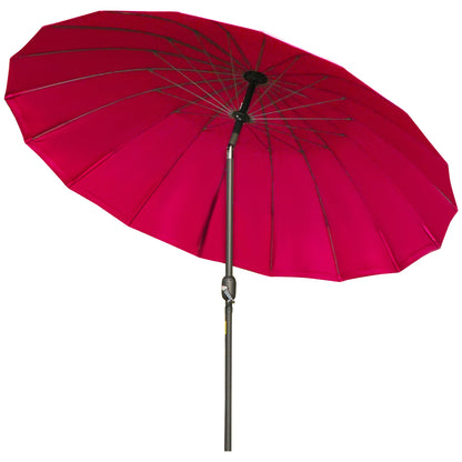 Terrace Umbrella Ø250 cm Garden Umbrella with Tilt Angle 18 Rods and Crank Waterproof Sunshade for Patio Terrace Burgundy