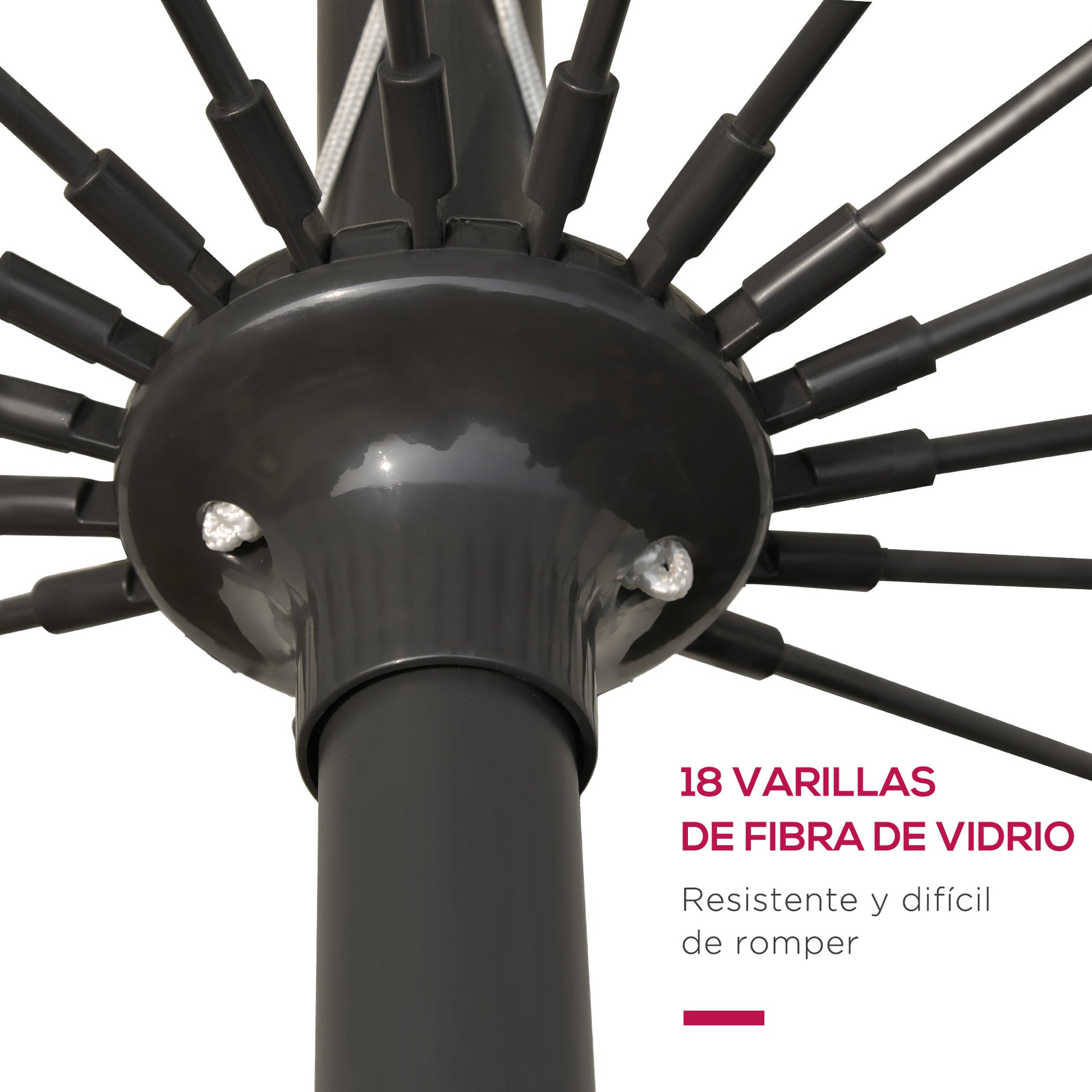 Terrace Umbrella Ø250 cm Garden Umbrella with Tilt Angle 18 Rods and Crank Waterproof Sunshade for Patio Terrace Burgundy
