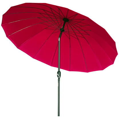 Terrace Umbrella Ø250 cm Garden Umbrella with Tilt Angle 18 Rods and Crank Waterproof Sunshade for Patio Terrace Burgundy