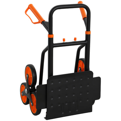 Folding 6-Wheel Stair-Climbing Hand Truck, Steel Frame, 265 lb Capacity, 42 in — Orange