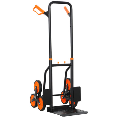 Folding 6-Wheel Stair-Climbing Hand Truck, Steel Frame, 265 lb Capacity, 42 in — Orange
