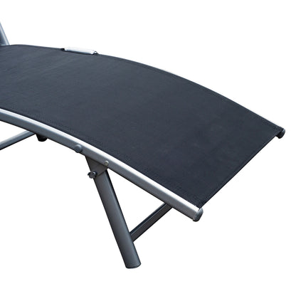 Foldable Sun Lounger Beach Chair with Head Pillow Recliner with 7-Position Adjustable Backrest Garden Lounger Relaxer Chair up to 165 kg Capacity, for Garden Holiday Outdoor, Black