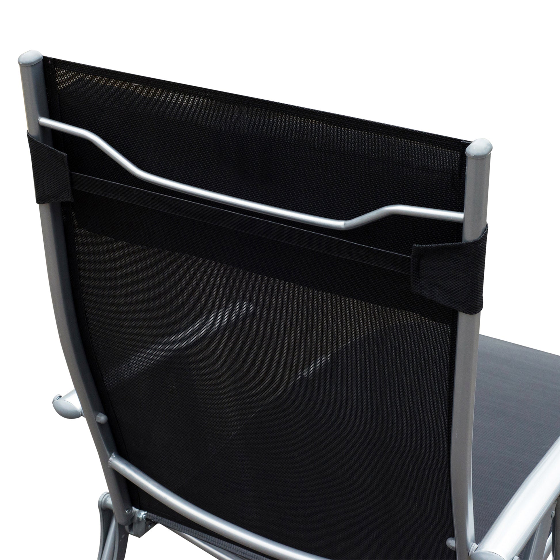 Foldable Sun Lounger Beach Chair with Head Pillow Recliner with 7-Position Adjustable Backrest Garden Lounger Relaxer Chair up to 165 kg Capacity, for Garden Holiday Outdoor, Black