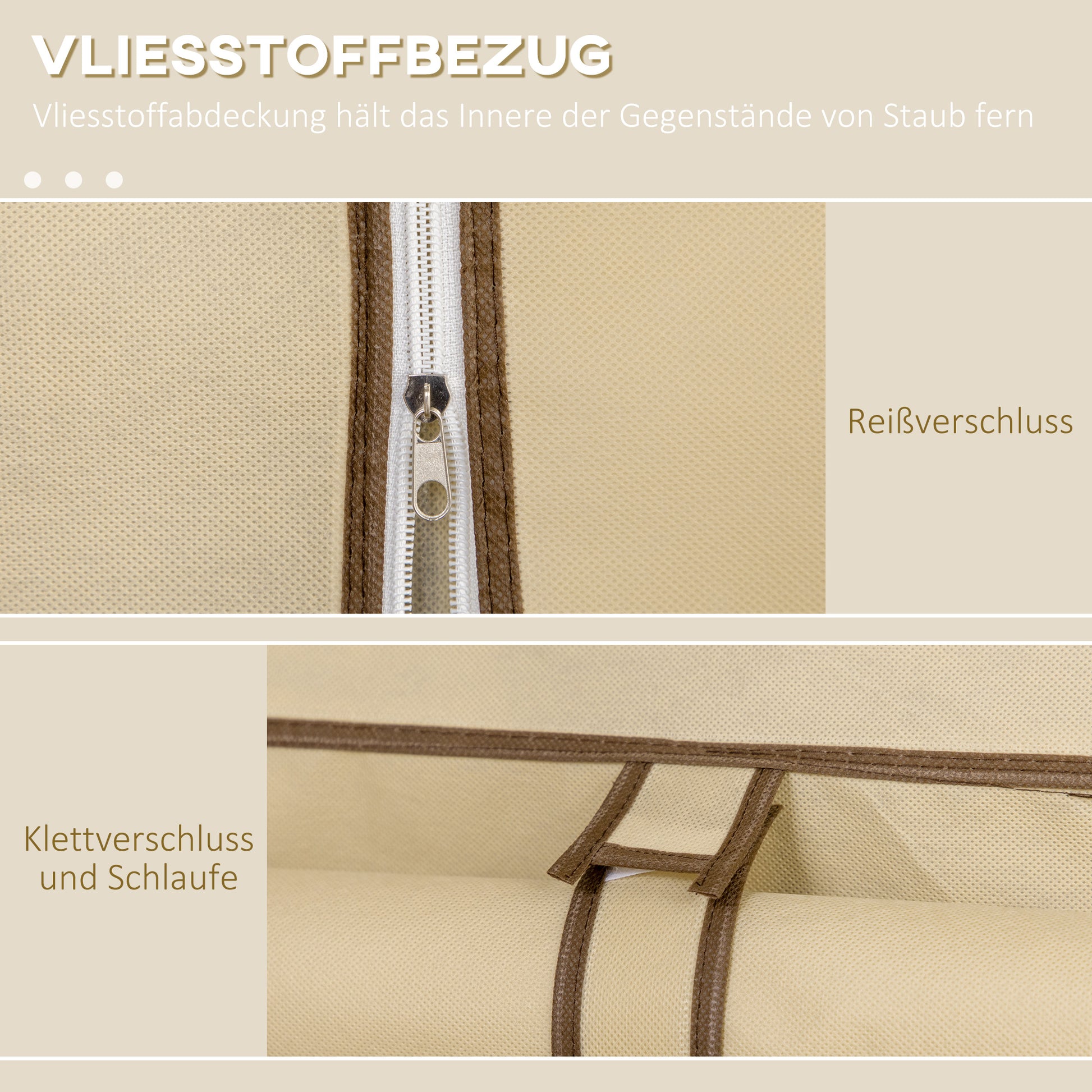Fabric Wardrobe, Closet with Clothes Rods, 8 Tiers, Foldable Closet, Folding Wardrobe for Bedroom, Hallway, Non-Woven Fabric, Beige, 125 x 43 x 162.5 cm