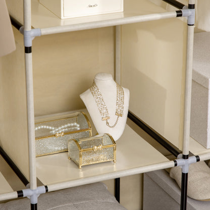 Fabric Wardrobe, Closet with Clothes Rods, 8 Tiers, Foldable Closet, Folding Wardrobe for Bedroom, Hallway, Non-Woven Fabric, Beige, 125 x 43 x 162.5 cm