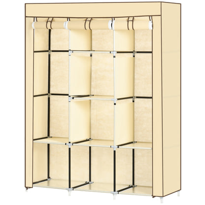 Fabric Wardrobe, Closet with Clothes Rods, 8 Tiers, Foldable Closet, Folding Wardrobe for Bedroom, Hallway, Non-Woven Fabric, Beige, 125 x 43 x 162.5 cm