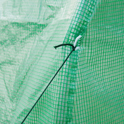 Garden Tunnel Greenhouse Ground Surface 6m² 3L x 2W x 2H m Reinforced Tubular Frame Zippered Door 6 Roll-Up Windows Green