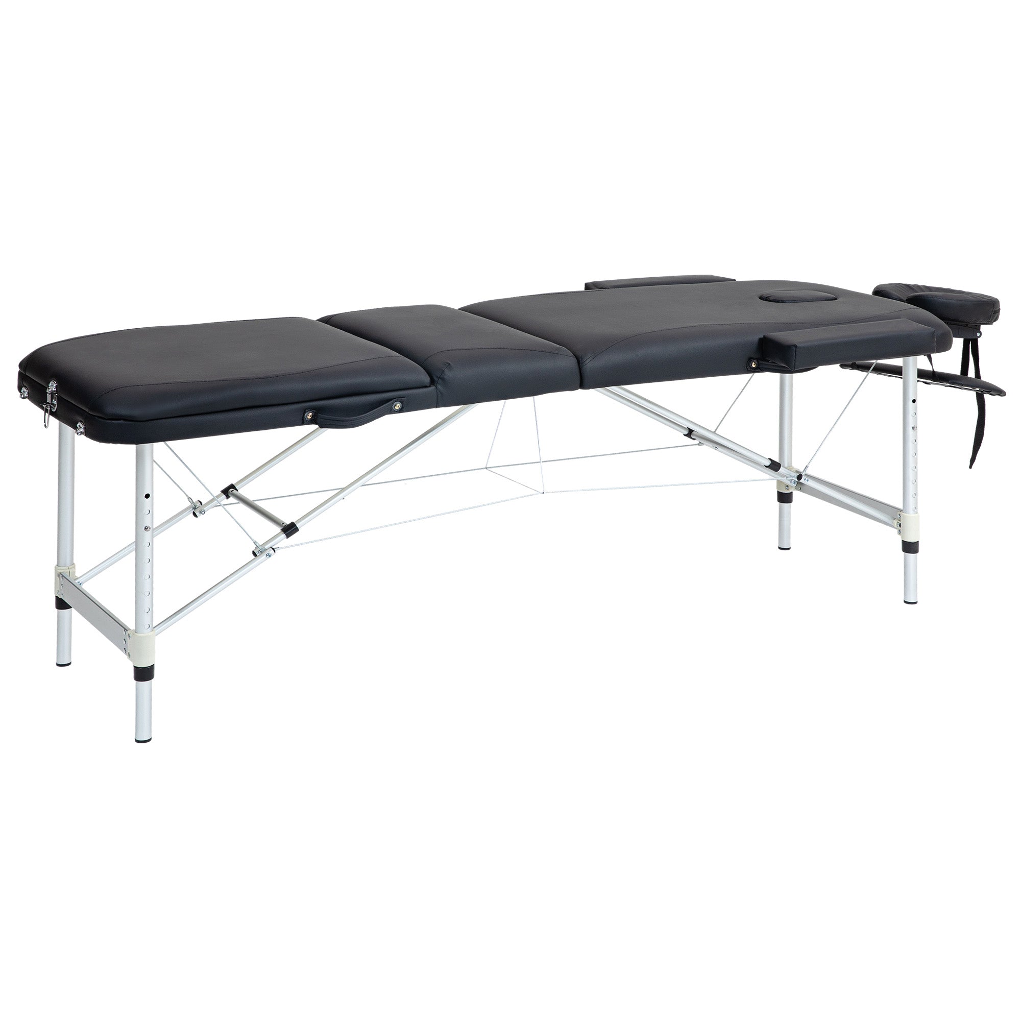 Foldable Massage Bed with Adjustable Height, Professional Massage Bed in Aluminum and Plastic, 215x81x61-84 cm, Black