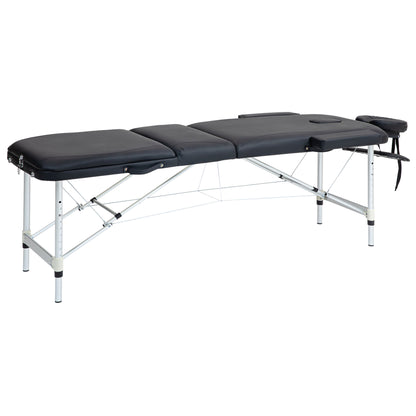 Foldable Massage Bed with Adjustable Height, Professional Massage Bed in Aluminum and Plastic, 215x81x61-84 cm, Black