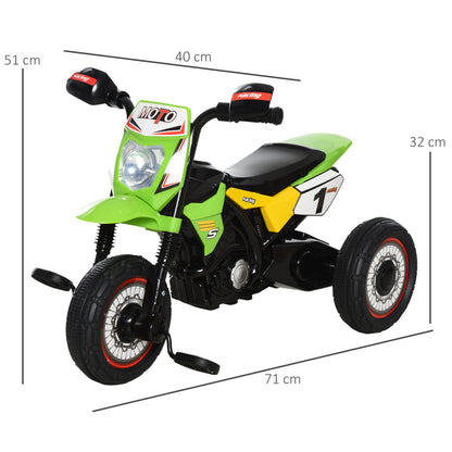 Kids Motorcycle Ride-On for 18-36 Months Children Tricycle for Kids Children's Tricycle with 3 Wheels Lights and Music Load 20 kg 71x40x51 cm Green