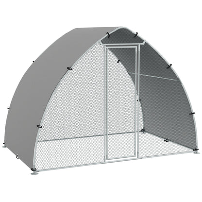 Large Chicken Coop Kennel Outdoor Aviary 5.75m² UV-Resistant Roof, Wire Mesh Enclosure 3.04L x 1.9W x 2.2H m, UV-Resistant Roof, Galvanized Steel, Lockable Door, Silver