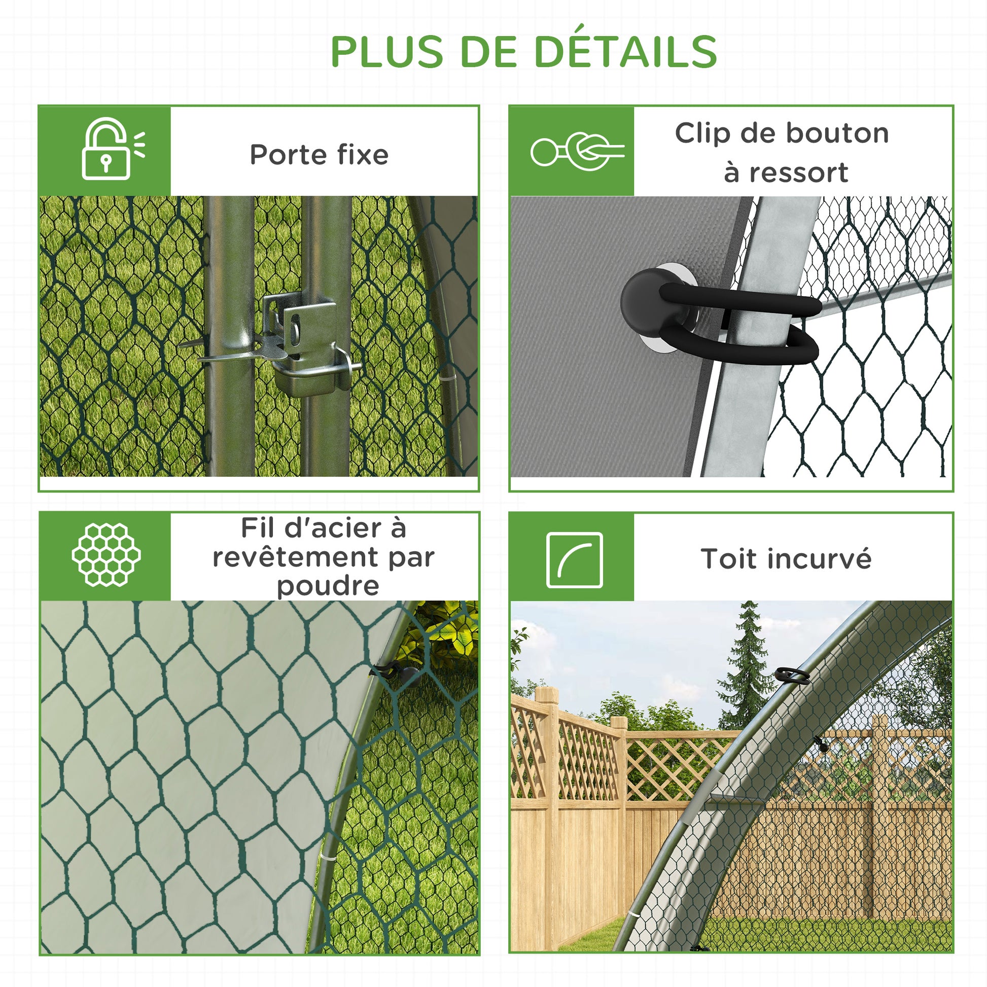 Large Chicken Coop Kennel Outdoor Aviary 5.75m² UV-Resistant Roof, Wire Mesh Enclosure 3.04L x 1.9W x 2.2H m, UV-Resistant Roof, Galvanized Steel, Lockable Door, Silver