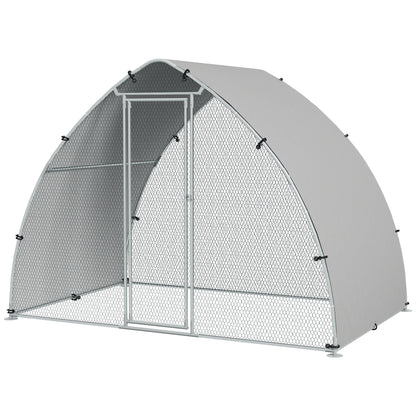 Large Chicken Coop Kennel Outdoor Aviary 5.75m² UV-Resistant Roof, Wire Mesh Enclosure 3.04L x 1.9W x 2.2H m, UV-Resistant Roof, Galvanized Steel, Lockable Door, Silver