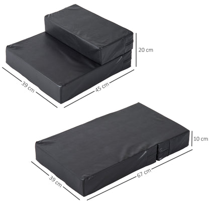 Pet Stairs Animal Pad 2 Steps Foldable Dog Stairs Stairs Pad for Cats and Dogs Black L45 x W39 x H20 cm