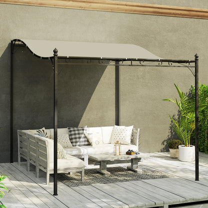 Lean-To Pergola with Roof, Water-Resistant Awning, Freestanding Garden Canopy Patio Gazebo Sun Shelter for Patio Garden approx. 2.5x3x2.5 m Cream White