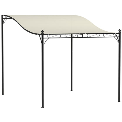 Lean-To Pergola with Roof, Water-Resistant Awning, Freestanding Garden Canopy Patio Gazebo Sun Shelter for Patio Garden approx. 2.5x3x2.5 m Cream White