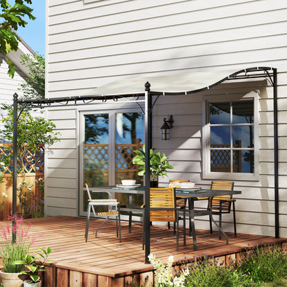Lean-To Pergola with Roof, Water-Resistant Awning, Freestanding Garden Canopy Patio Gazebo Sun Shelter for Patio Garden approx. 2.5x3x2.5 m Cream White