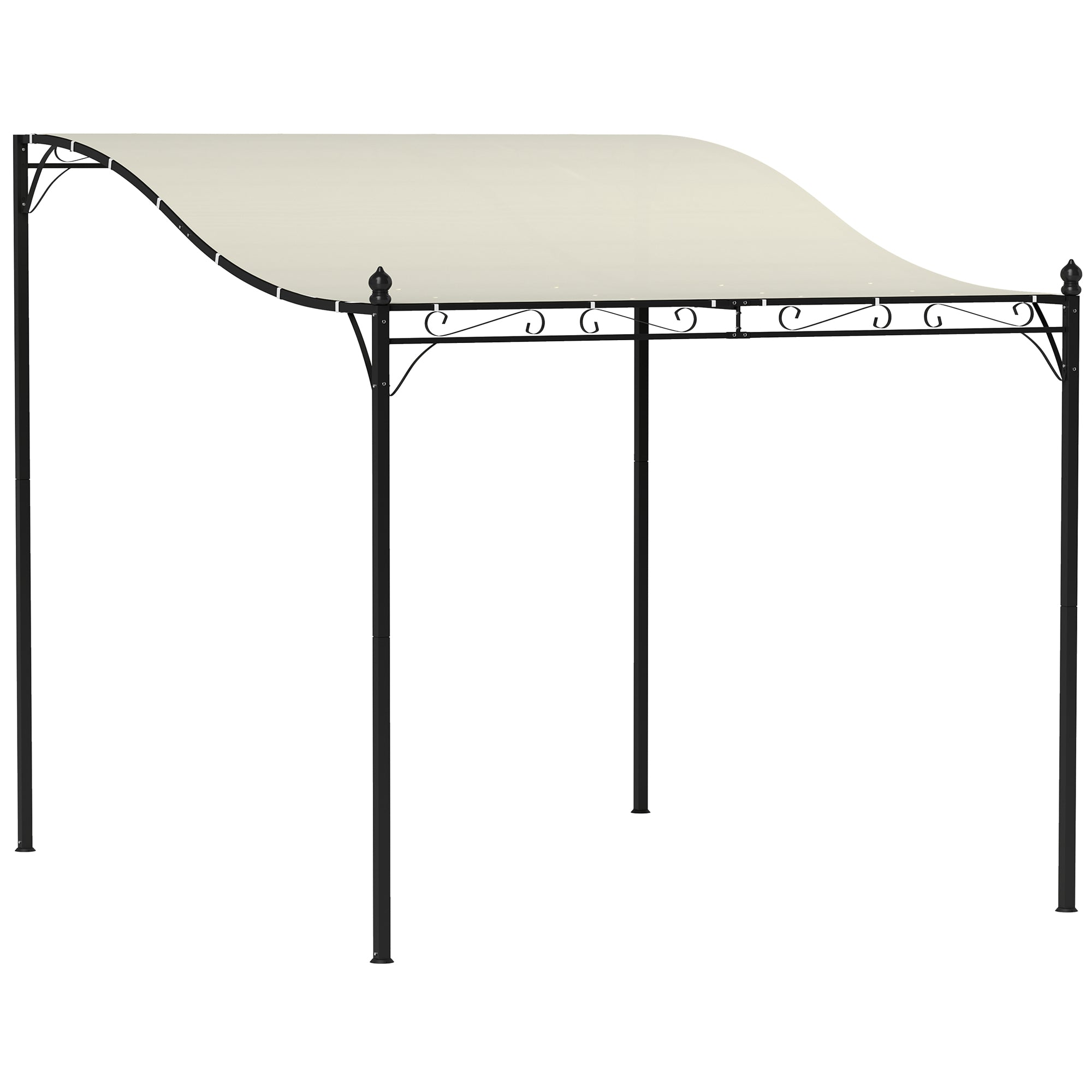 Lean-To Pergola with Roof, Water-Resistant Awning, Freestanding Garden Canopy Patio Gazebo Sun Shelter for Patio Garden approx. 2.5x3x2.5 m Cream White