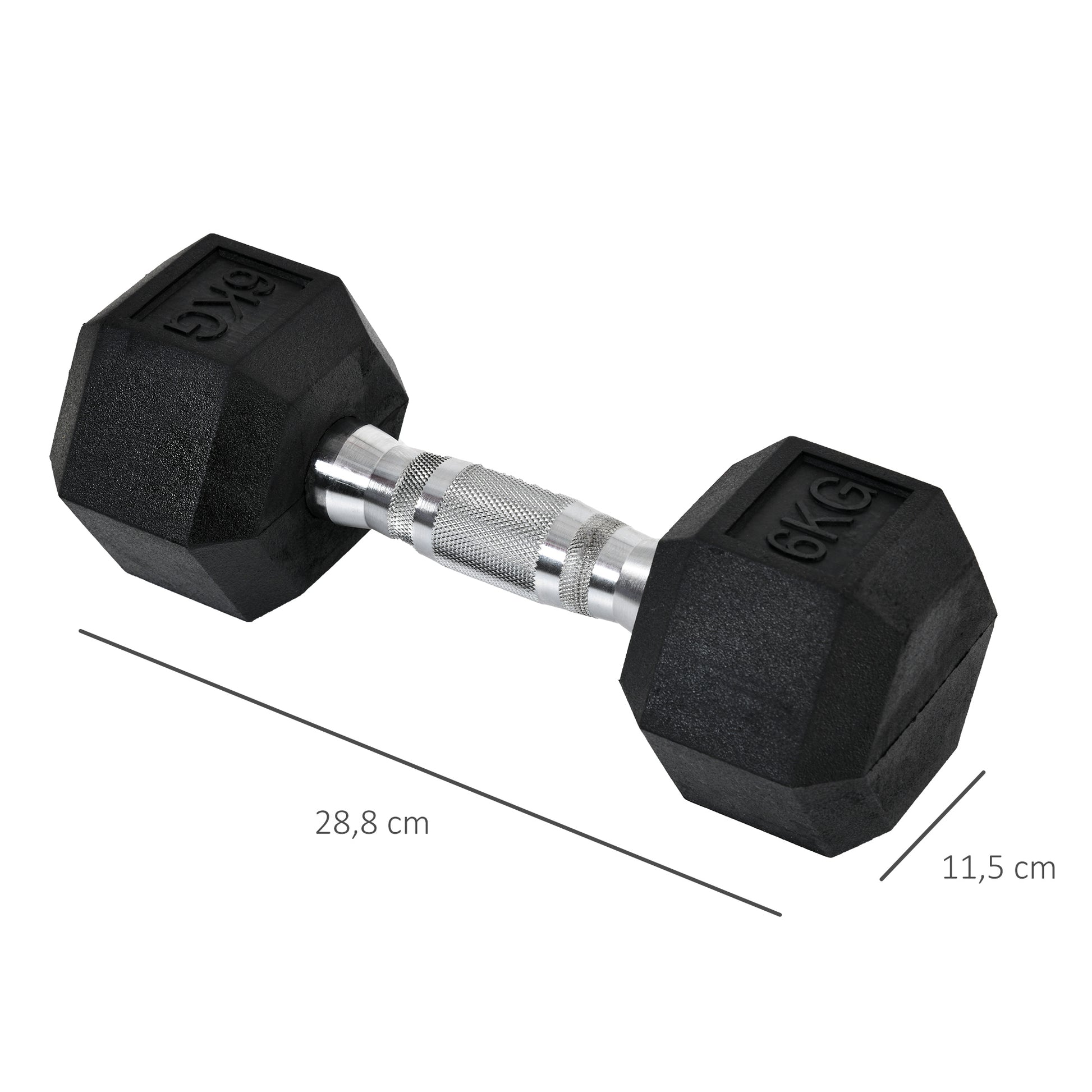 Dumbbell Set, 2-Pack Dumbbells with Knurled Grip, Cast Iron Dumbbell Set, 2 x 6 kg, Dumbbells for Men and Women, Dumbbell Set for Home, Gym, Strength Training