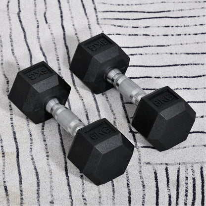 Dumbbell Set, 2-Pack Dumbbells with Knurled Grip, Cast Iron Dumbbell Set, 2 x 6 kg, Dumbbells for Men and Women, Dumbbell Set for Home, Gym, Strength Training