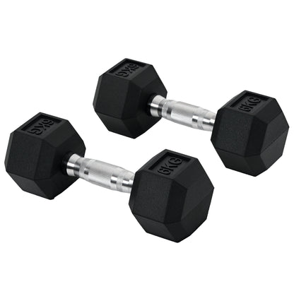 Dumbbell Set, 2-Pack Dumbbells with Knurled Grip, Cast Iron Dumbbell Set, 2 x 6 kg, Dumbbells for Men and Women, Dumbbell Set for Home, Gym, Strength Training