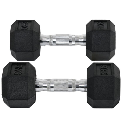 Dumbbell Set, 2-Pack Dumbbells with Knurled Grip, Cast Iron Dumbbell Set, 2 x 6 kg, Dumbbells for Men and Women, Dumbbell Set for Home, Gym, Strength Training