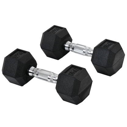 Dumbbell Set, 2-Pack Dumbbells with Knurled Grip, Cast Iron Dumbbell Set, 2 x 6 kg, Dumbbells for Men and Women, Dumbbell Set for Home, Gym, Strength Training