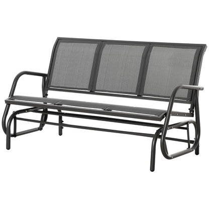 3-Seat Garden Rocking Bench in Metal and Breathable Mesh Fabric, 147x70x85cm, Gray