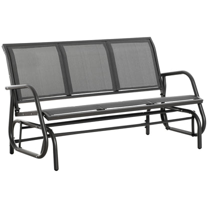 3-Seat Garden Rocking Bench in Metal and Breathable Mesh Fabric, 147x70x85cm, Gray