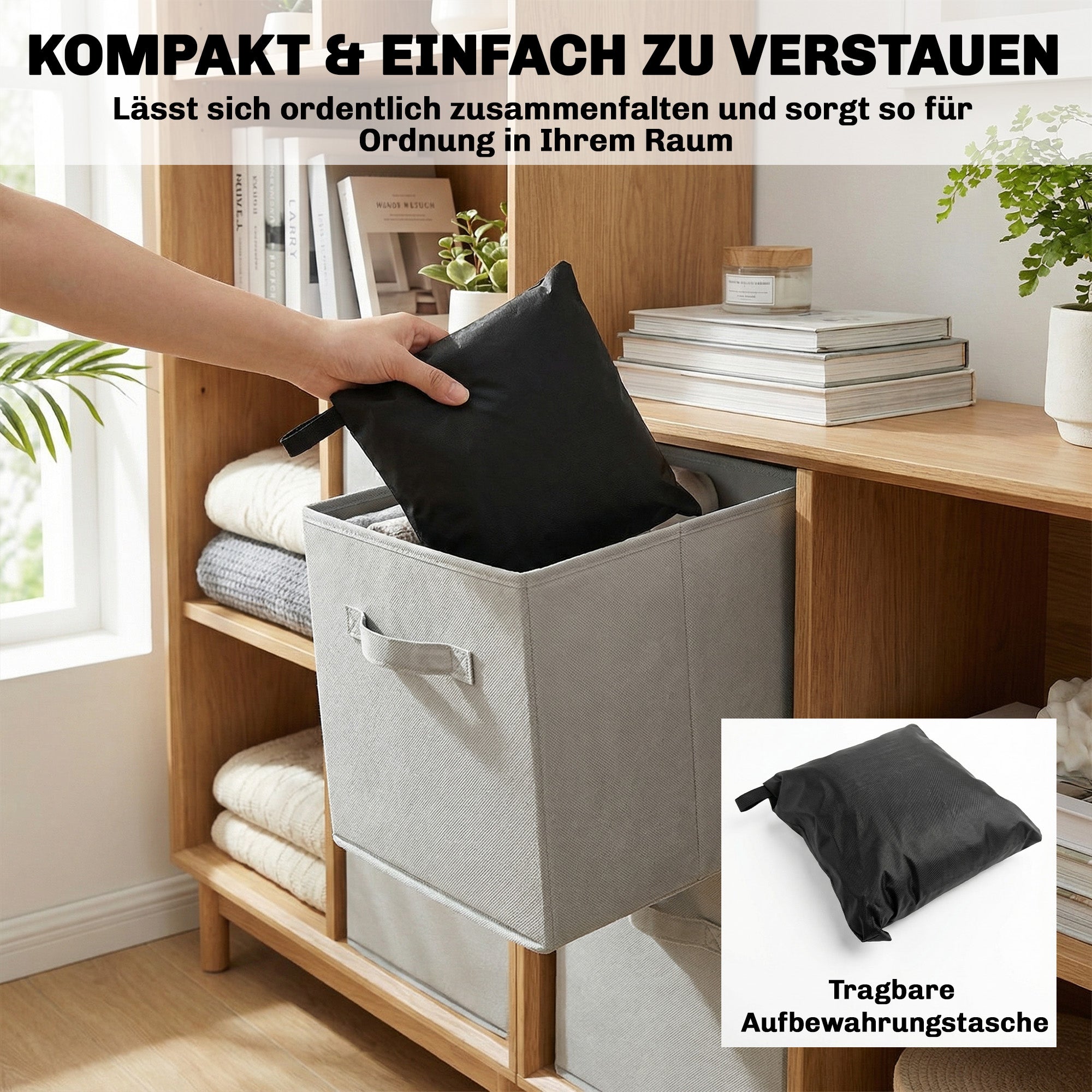 Round Patio Furniture Cover – 420D Waterproof Oxford, UV30+ Protection, Fits Round Tables & Stacked Chairs Ø84.3" x 27.6", Black