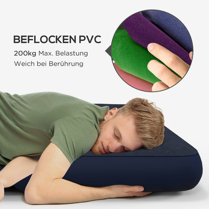 Air Bed, Air Mattress, Foldable Camping Bed for 2 People, Dark Blue, 203 x 152 x 22 cm