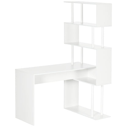 Corner Desk with Storage Shelves Modern Contemporary Design L-Shaped Computer Desk Wooden Shelves 120 x 80 x 176 cm White