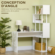 Corner Desk with Storage Shelves Modern Contemporary Design L-Shaped Computer Desk Wooden Shelves 120 x 80 x 176 cm White