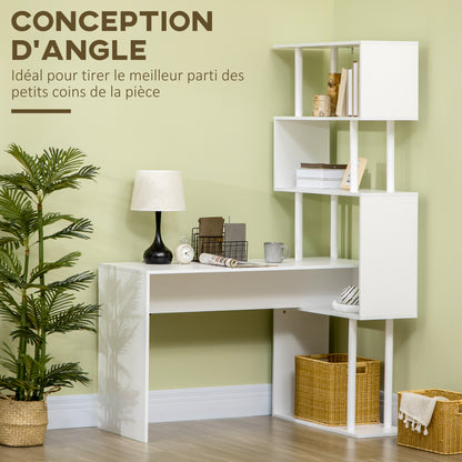 Corner Desk with Storage Shelves Modern Contemporary Design L-Shaped Computer Desk Wooden Shelves 120 x 80 x 176 cm White