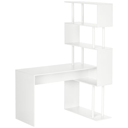 Corner Desk with Storage Shelves Modern Contemporary Design L-Shaped Computer Desk Wooden Shelves 120 x 80 x 176 cm White