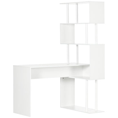 Corner Desk with Storage Shelves Modern Contemporary Design L-Shaped Computer Desk Wooden Shelves 120 x 80 x 176 cm White