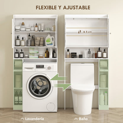 Over Toilet Shelf Bathroom Cabinet with Adjustable Shelf, 2 Doors, Toilet Paper Holder, and Open Shelves Space-Saving Storage Cabinet for Bathroom White