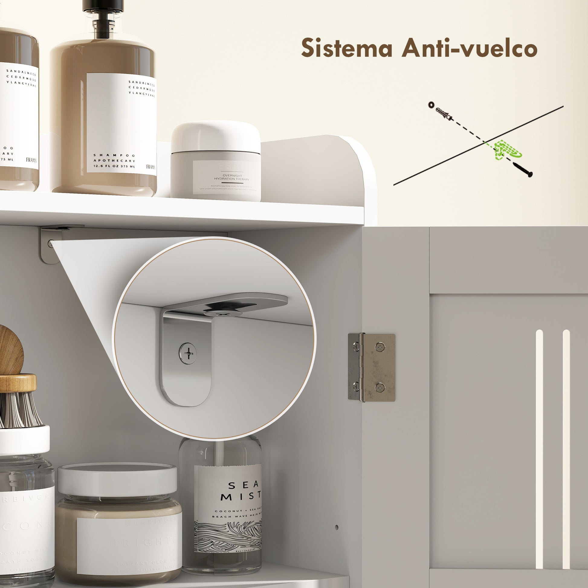 Over Toilet Shelf Bathroom Cabinet with Adjustable Shelf, 2 Doors, Toilet Paper Holder, and Open Shelves Space-Saving Storage Cabinet for Bathroom White