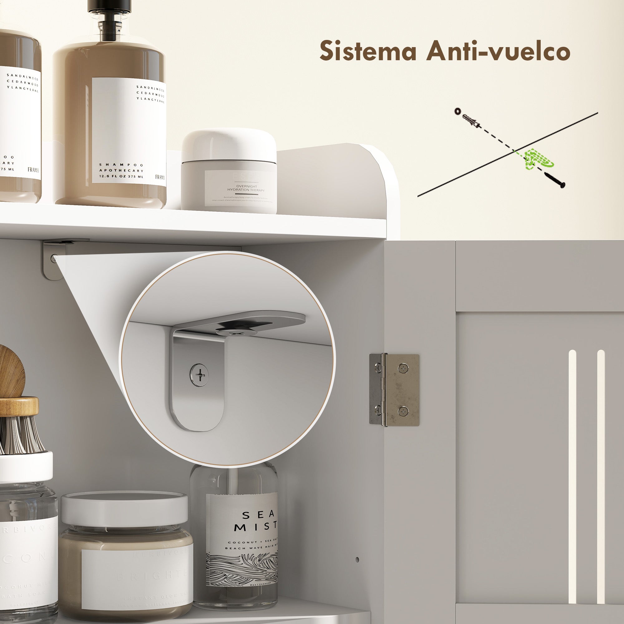 Over Toilet Shelf Bathroom Cabinet with Adjustable Shelf, 2 Doors, Toilet Paper Holder, and Open Shelves Space-Saving Storage Cabinet for Bathroom White