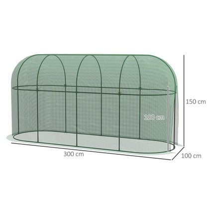 3 x 1 m Garden Net, Plant Protection Tent with Door, Insect Protection Net, Windproof Vegetable Net, Pest Protection Net for Garden, Balcony, Steel, Green